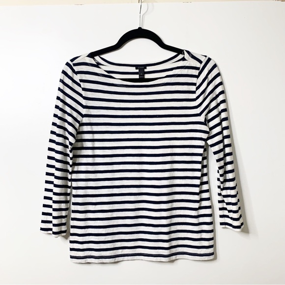 J. Crew Tops - J.Crew Striped 3/4 Length Sleeve Tee Size Extra Small